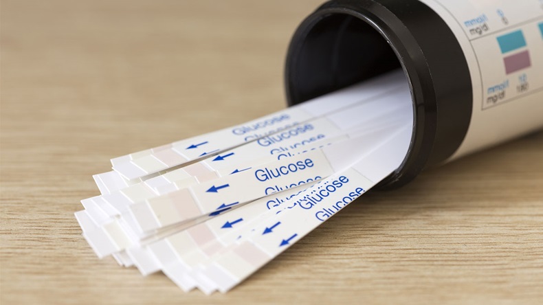 Bottle of Diabetes Indicator Strips For Blood Glucose Testing