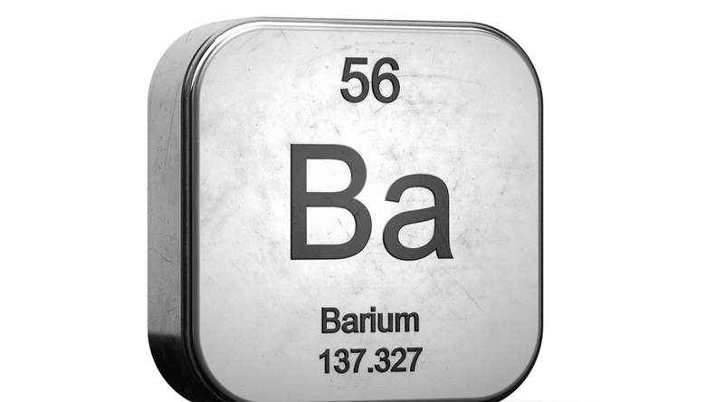 Periodic symbol for barium on a silver square