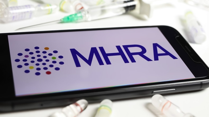 MHRA logo on smartphone