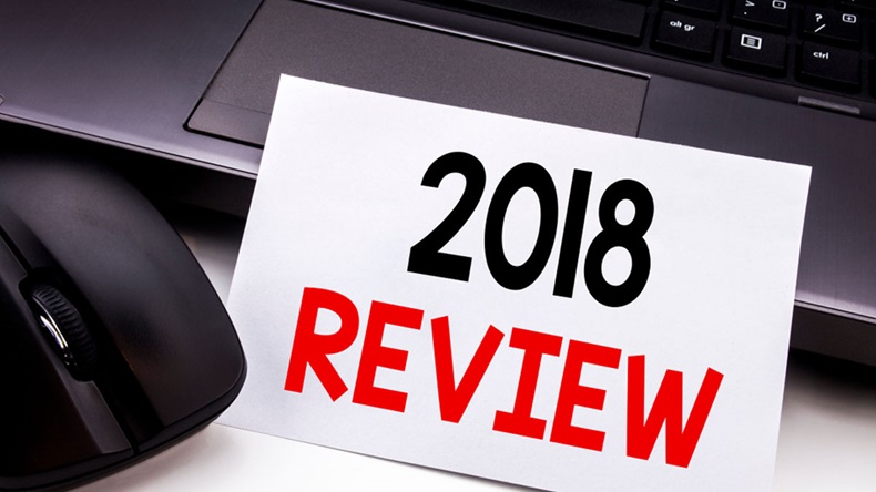 Conceptual hand writing text caption inspiration showing 2018 Review. Business concept for Feedback On Progress written on sticky note paper on black keyboard background. - Image 