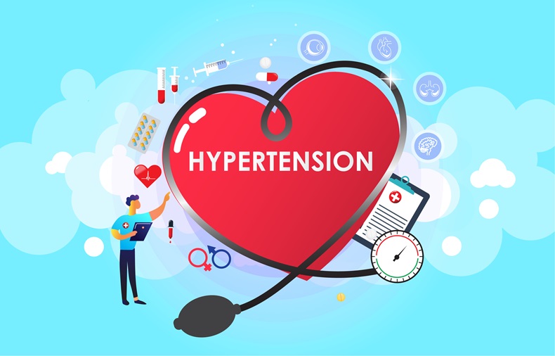 Hypertension patient treatment Concept. Blood pressure monitor. Complication of body and gender. Suitable For Wallpaper, Banner, Background, Card, Book, And Web LandingPage.Vector Illustration - Vector 