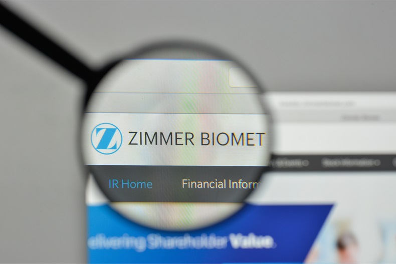 Milan, Italy - November 1, 2017: Zimmer Biomet Holdings logo on the website homepage. - Image 