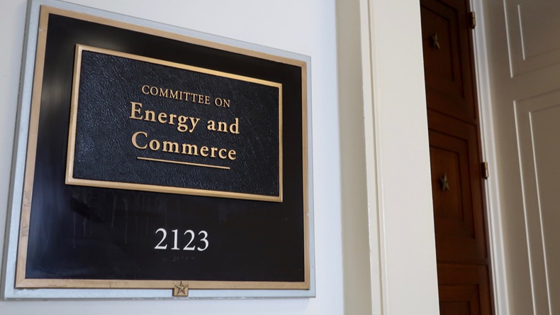 WASHINGTON, DC - APRIL 26, 2019: COMMITTEE ON ENERGY AND COMMERCE - US HOUSE REPRESENTATIVE - office entrance sign - Rayburn House Office Building