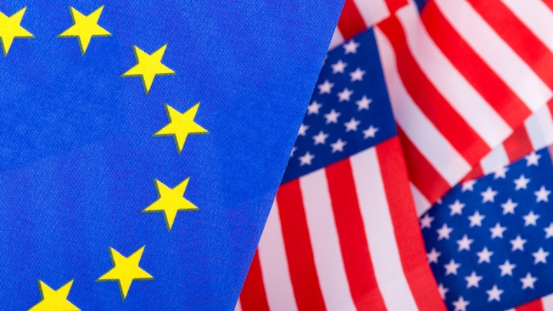 American and EU flags