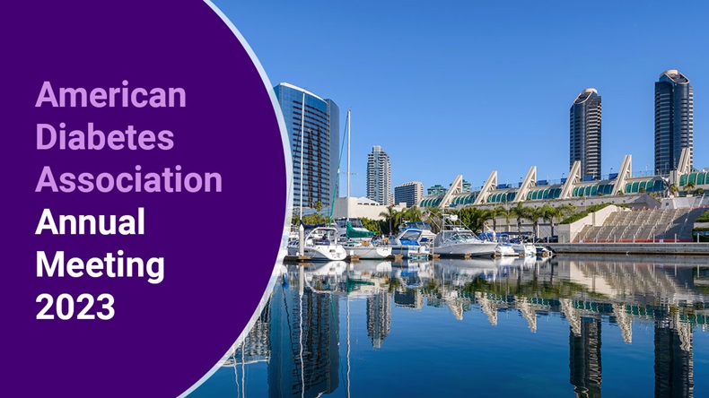 American Diabetes Association Annual Meeting 2023: San Diego, California, USA - January 29, 2018: A panoramic morning view of San Diego Marina, surrounded by modern high-rising buildings, at side of San Diego Bay in Marina District of the Downtown.