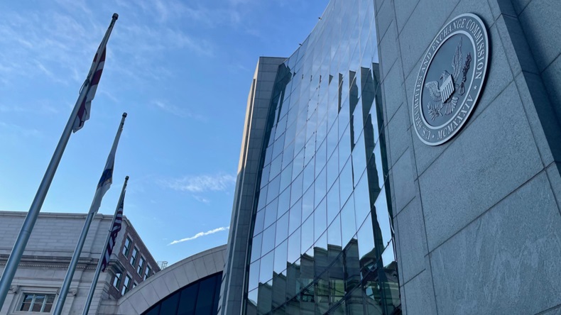SEC building façade in Washington, DC.