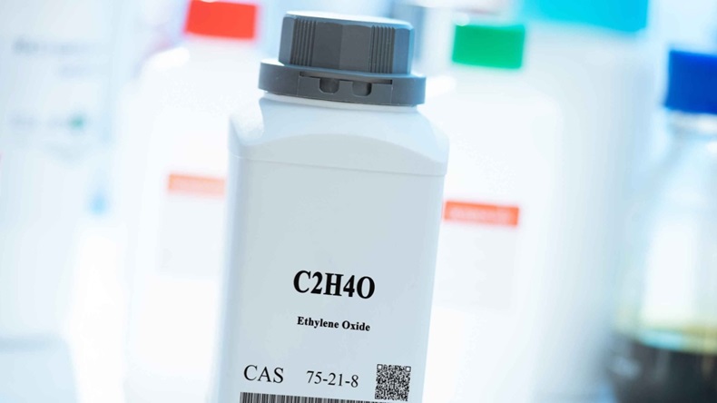Ethylene Oxide (EtO) in white plastic laboratory packaging
