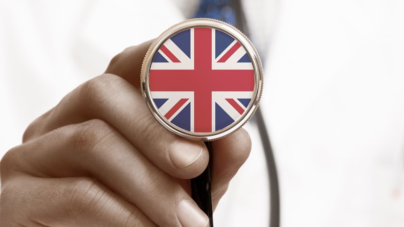 Stethoscope with national flag conceptual series - United Kingdom
